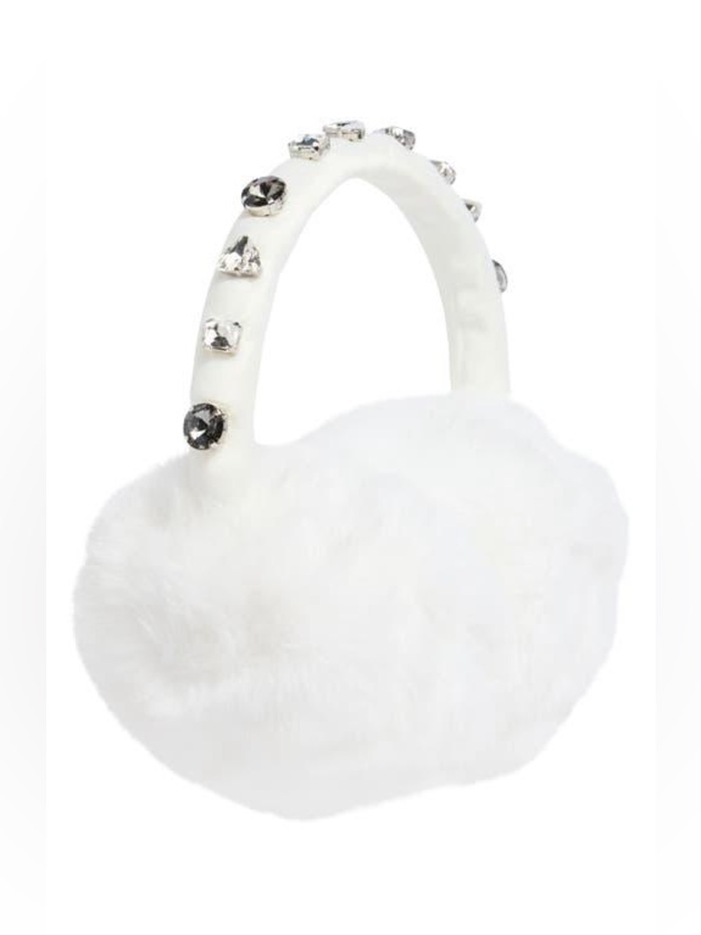 Kate Spade White Faux Fur Embellished Earmuffs NWT